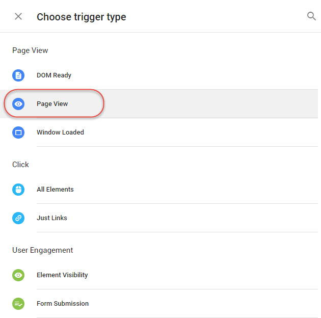 Choose Trigger Type as Page View