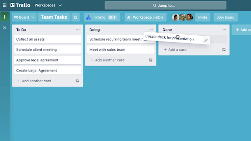 Screenshot of Trello