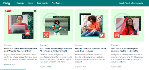 Check out HootSuite’s blog for an example of  featured image