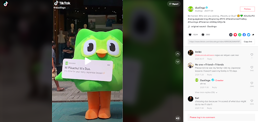 duolingo mascot video on tiktok