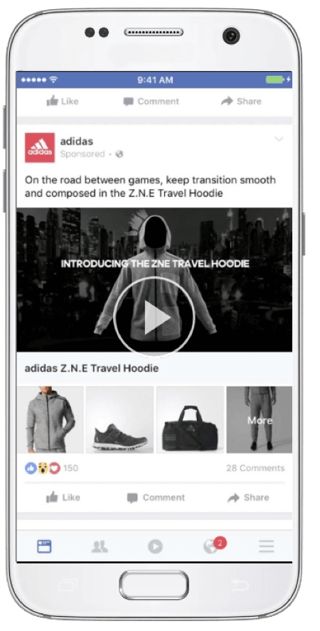 facebook collection ads example adidas