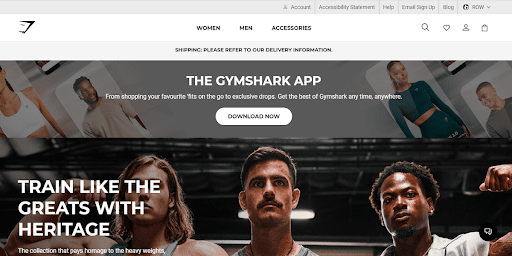 Gymshark brand homepage