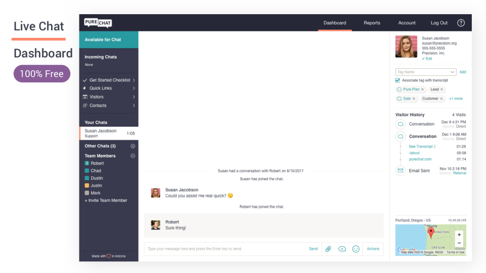 pure chat dashboard