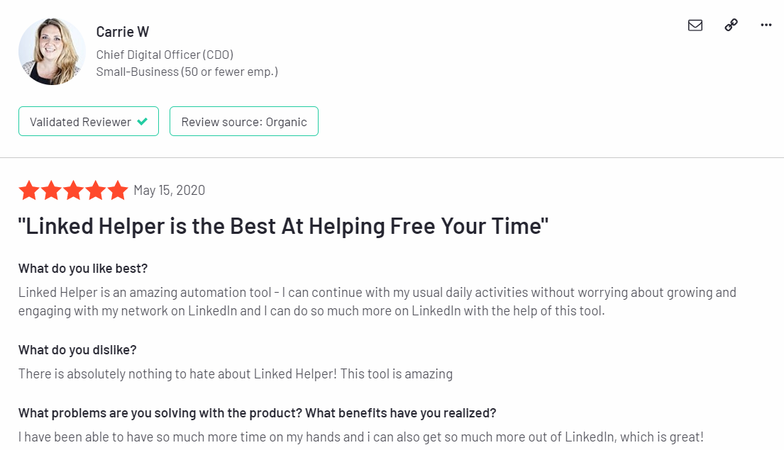 customer reviews on Linkedin Helper2