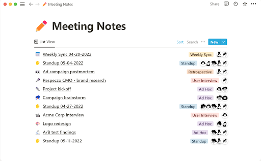 notion meeting notes