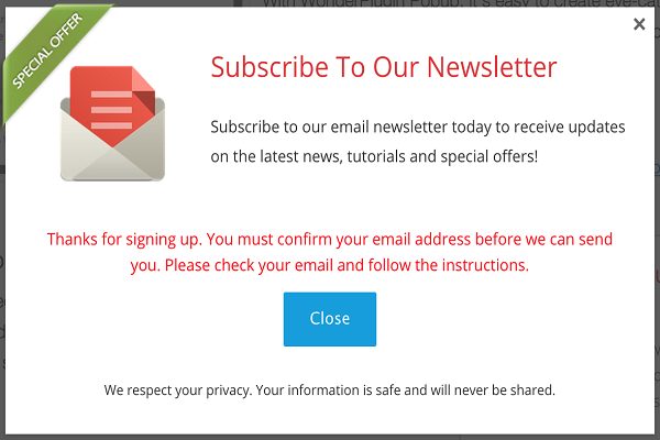 sign up for your newsletters